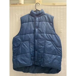 Vintage Horace Small Therma Line Quilted Insulated Vest‎ Blue Large